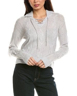 Brodie Cashmere Cable Fringe Wool & Cashmere-Blend Polo Jumper - Grey