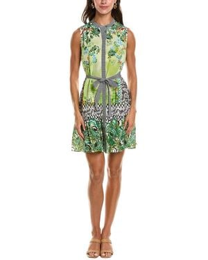 Saloni Tilly Silk Crepe De Chine Mini Dress - Green
