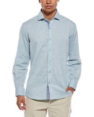 Tailorbyrd Yarn Dyed Melange Linen-Blend Shirt - Blue