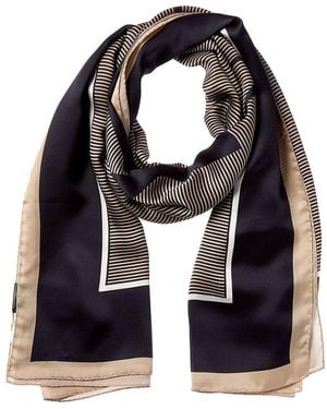 Saint Laurent Cassandre Striped Silk Stole - Black