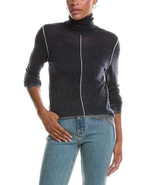 Autumn Cashmere Inked Mock Neck Cashmere Jumper - Blue