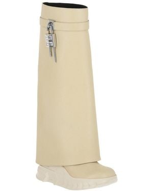 Givenchy Shark Lock Leather Biker Boot - Natural