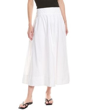 NVLT Poplin Gathered Midi Skirt - White