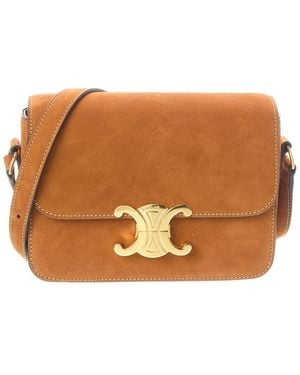 Celine Teen Triomphe Suede Shoulder Bag - Brown
