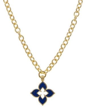 Juvell Plated Lab-Grown Lapis Clover Necklace - Metallic
