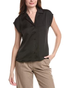 Renuar Woven Button Front Blouse - Black