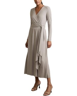 Reiss Madeline Wrap Tie Midi Jersey Dress - Brown