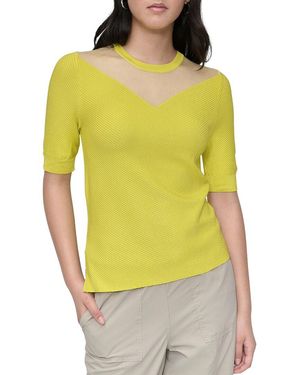 DKNY Sheer Neck Top - Yellow