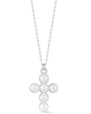 Sphera Milano 5Mmmm Pearl Cross Pendant Necklace - White