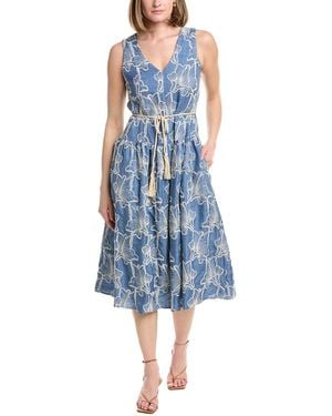 Julia Jordan Lightweight Chambray Sleeveless Midi Dress - Blue