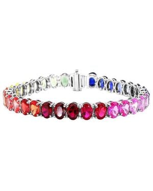 Lab Grown Gemstones 14K 34.00 Ct. Tw. Lab-Grown Gemstone Tennis Bracelet - Red
