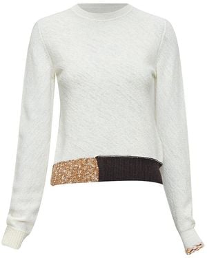 Celine Wool Colourblock Hem Jumper, Size Int (Authentic Pre-Loved) - White