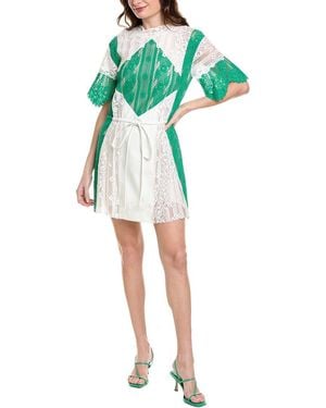 Valentino Lace Silk Mini Dress - Green