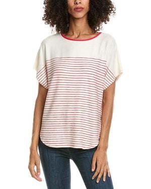 Max Studio Short Sleeve Stripe Top - White