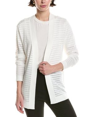 Anne Klein Sheer Stripe Cardigan - White