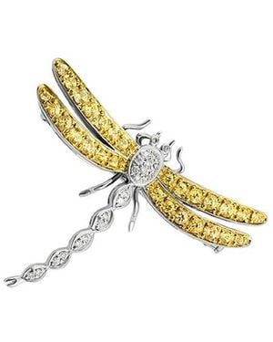 Diamond Select Cuts 14K Diamond .83 Ct. & .90 Ct. Sapphire Two-Tone Pin - Metallic