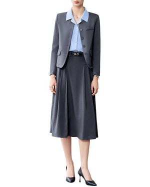 Bossy Chic 2Pc Blazer & Skirt Set - Blue