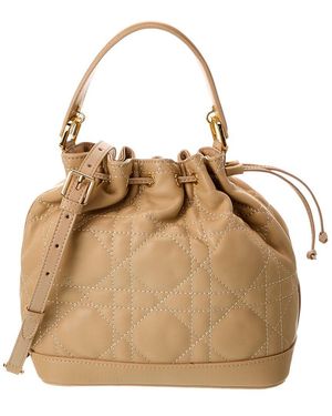 Tiffany & Fred Paris Large Quilted Leather Drawstring Bag - Natural