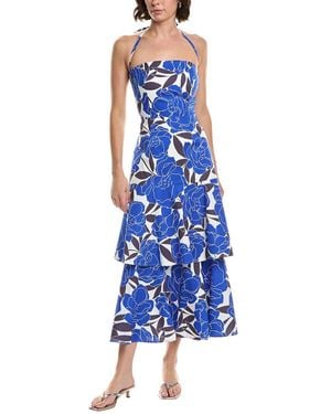 MILLY Camellia Floral Poplin Dress - Blue