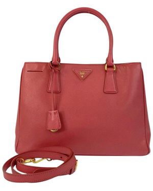 Prada Leather Triangle Logo Tote Bag (Authentic Pre-Loved) - Red