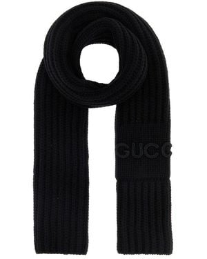 Gucci Wool & Cashmere-Blend Scarf - Black