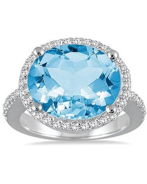 Gem Spark 14K 8.30 Ct. Tw. Diamond & Topaz Ring - Blue