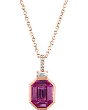Effy Fine Jewelry 14K Rose 0.92 Ct. Tw. Diamond & Sapphire Necklace - Pink
