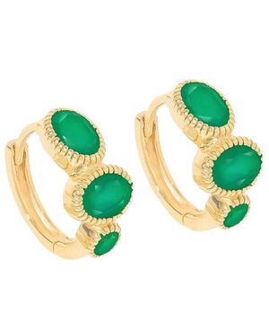 TIRAMISU Plated 2.71 Ct. Tw. Onyx Hoop Earrings - Green