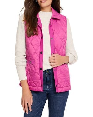 NIC+ZOE Petite Knit Trim Puffer Vest - Pink