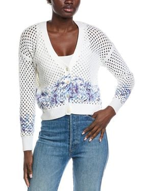 Autumn Cashmere Floral Mesh Cardigan - White