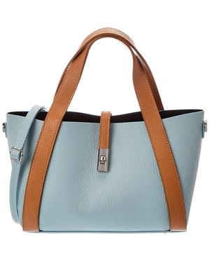Italian Leather Cleo Leather Top Handle Bag - Blue