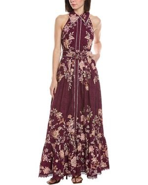 Hemant & Nandita Eyelet Maxi Shirtdress - Red