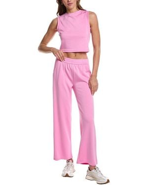 Marion 29In 2Pc Crop Tank & Wide Leg Pant Lounge Set - Pink