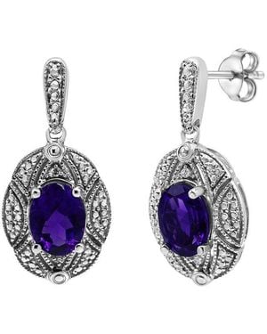 Haus of Brilliance 3.30 Ct. Tw. Diamond & Amethyst Stud Earring - Blue