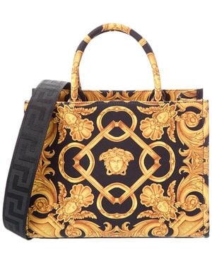 Versace Printed Canvas & Leather Tote - Metallic