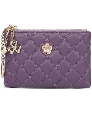 Tiffany & Fred Paris Quilted Leather Wallet - Purple