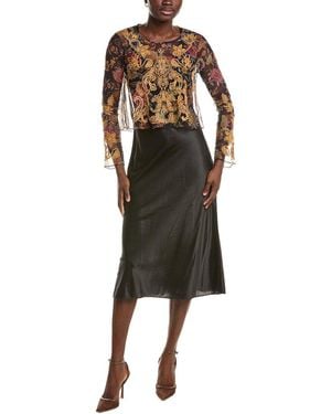 Johnny Was Kym Mesh Silk Midi Dress - Brown