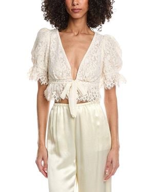 AFRM Wayla Lace Tie Front Top - White