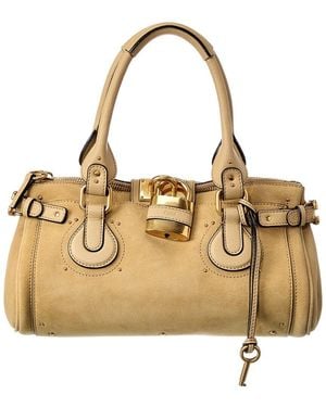 Chloé Paddington Suede & Leather Satchel - Natural
