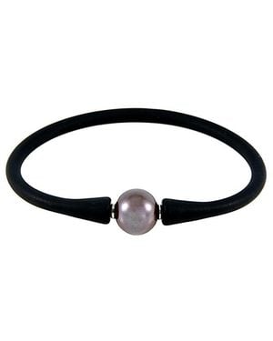 Splendid Stainless Steel 11-12mm Freshwater Pearl Bracelet - Black