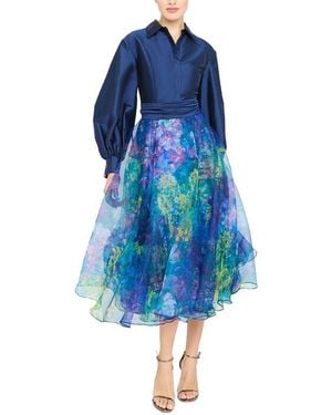 THEIA Mary Midi Dress - Blue