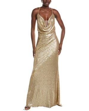 Rene Ruiz Draped Cowl Neckline Gown - Natural