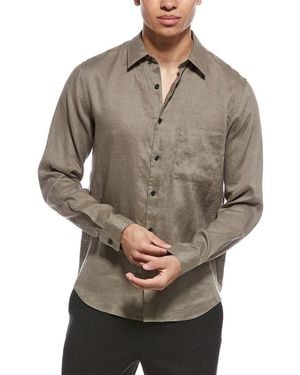 Theory Irving Relaxed Linen Shirt - Grey