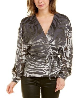 IRO Nurat Silk-Blend Wrap Top - Grey