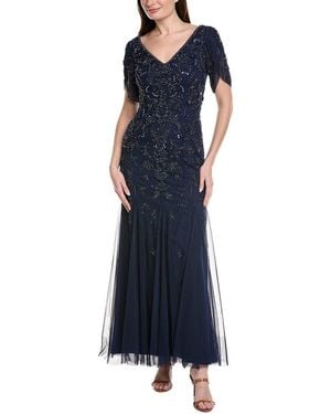 Adrianna Papell Beaded Mermaid Gown - Blue
