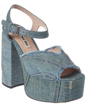 Miu Miu Denim Platform Sandal - Blue