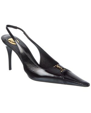 Saint Laurent Babylone 90 Leather Slingback Pump - Black