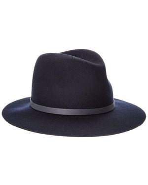 Rag & Bone Floppy Brim Leather-Trim Wool Fedora - Blue