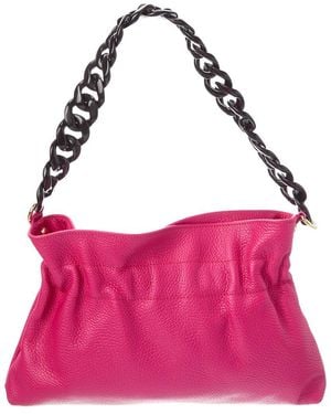 Italian Leather Shoulder Bag - Pink