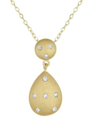 Genevive Jewelry 14k Plated Cz Statement Pendant - Metallic
